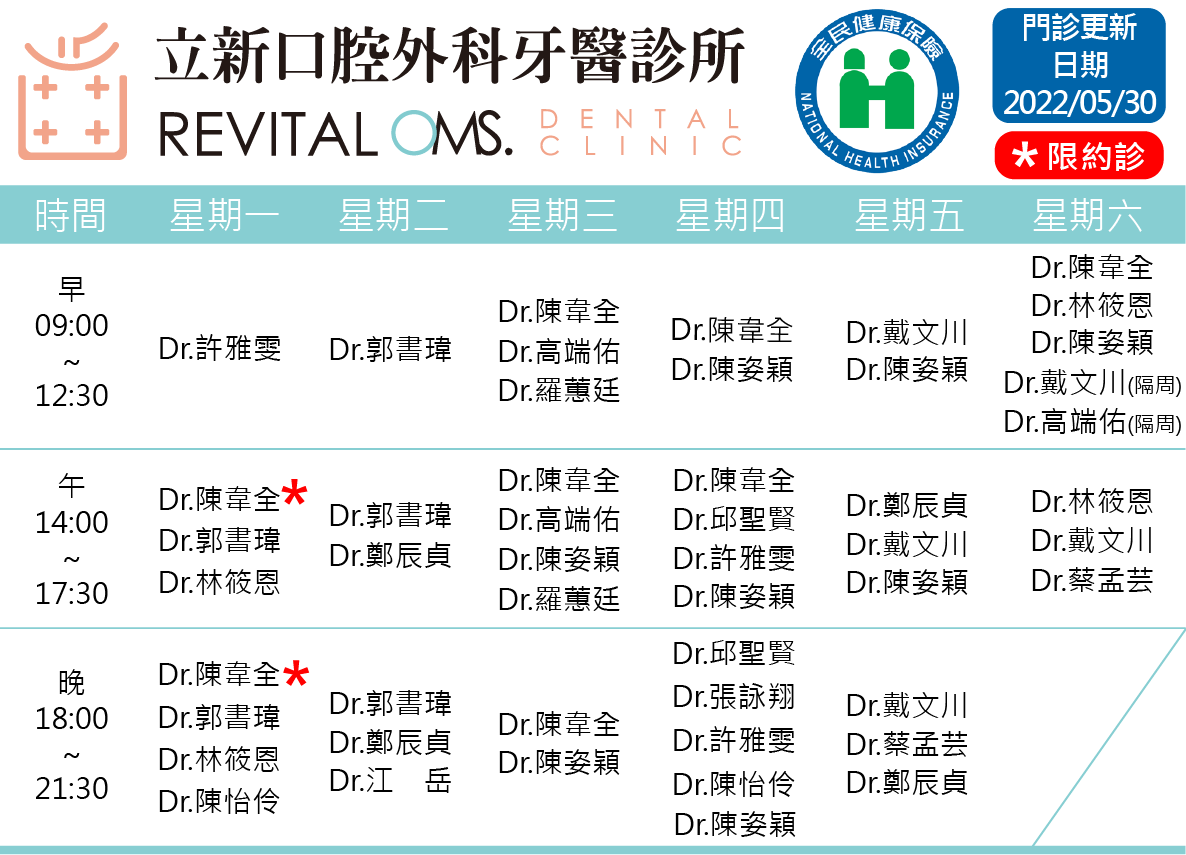 立新口腔外科牙醫診所門診時間表